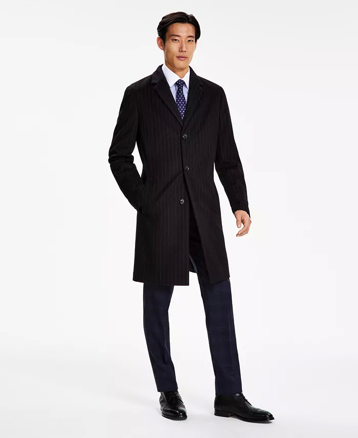 Tommy Hilfiger Men's Addison Wool-Blend Trim Fit Overcoat (2 Colors ...