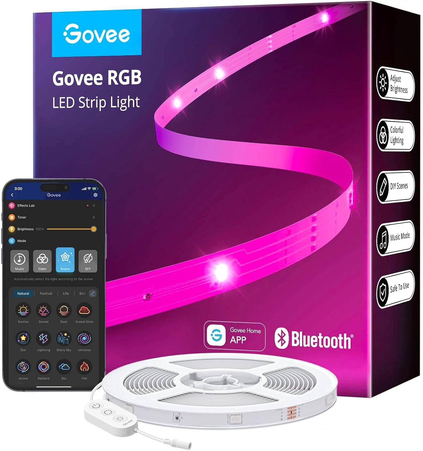 100' Govee Bluetooth RGB LED Strip Lights w/ App Control $11 & More + Free Shipping w/ Prime or on $35+