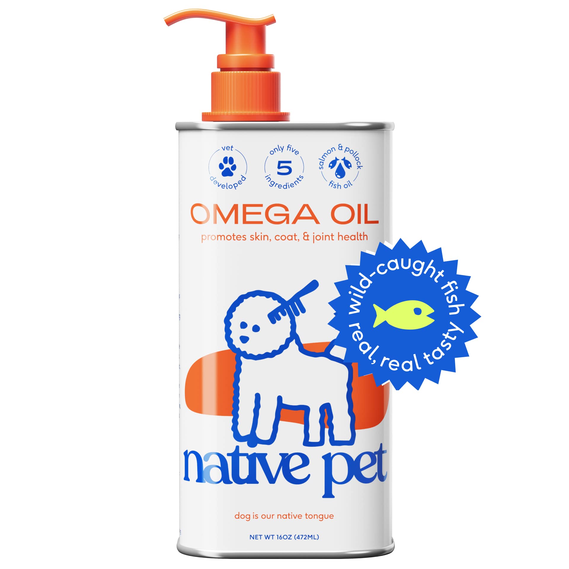 16-Oz Native Pet Omega 3 Fish Oil Liquid Supplements w/ Pump (Seafood) $10.74 w/ S&S + Free Shipping w/ Prime or on $35+