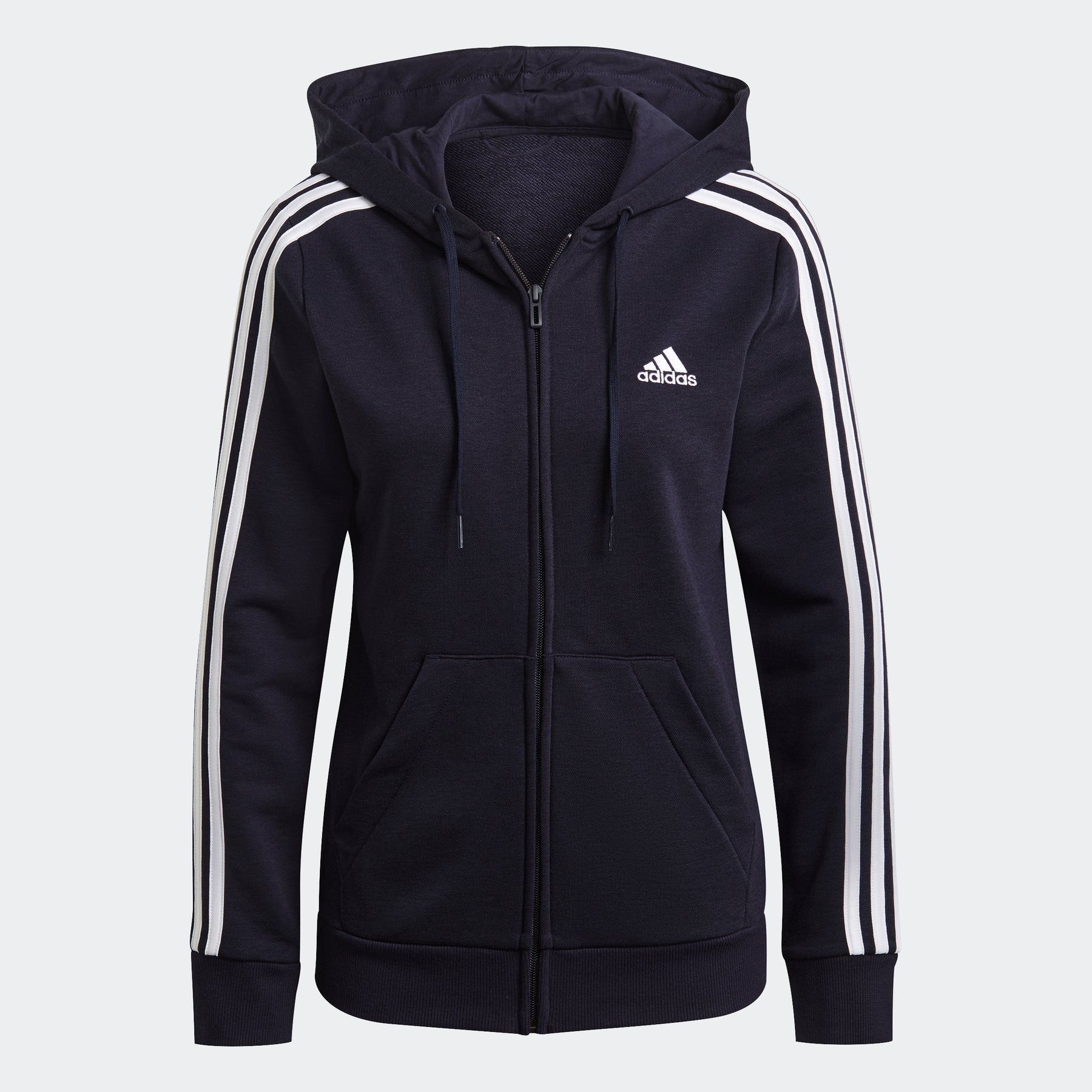 adidas Women's Essentials French Terry 3-Stripes Full-Zip Hoodie (Legend Ink) $22 + Free Shipping