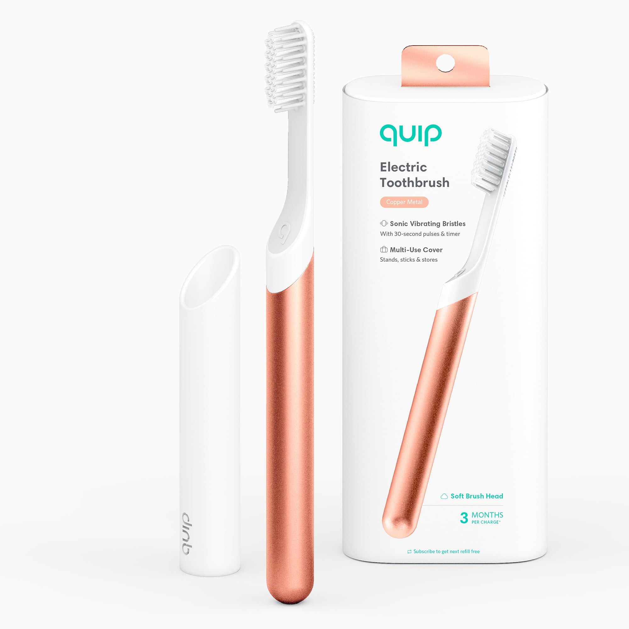 Quip Adult Electric Toothbrush w/ Full Head, Built-in Timer & Travel Case (Copper Metal) $15.10 + Free Shipping w/ Walmart+ or on $35+