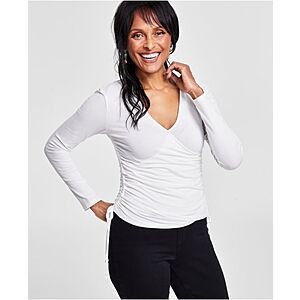 I.N.C. International Concepts Women's Surplice-Neck Top (Washed White) $13.33 + Free Store Pickup at Macy's or Free Shippipng on $25+
