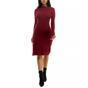 Rosie Harlow Juniors' Mock Neck Imitation-Pearl Detail Sweater Dress (Burgundy) $17 + Free Store Pickup at Macy's or Free Shipping on $25+