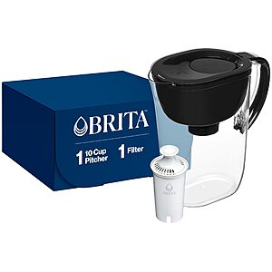 10-Cup Brita Large Water Filter Pitcher w/ SmartLight + 1 Standard Filter (Black) $27.49 + Free Shipping w/ Prime or on $35+