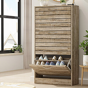 42" Loon Peak 10-12 Pair Cabinet Shoe Storage Cabinet (Light Brown) $65 + Free Shipping