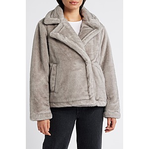 Sam Edelman Women's Notched Lapel Faux Fur Jacket (Taupe or Natural) $18.29 + Free Shipping on $89+