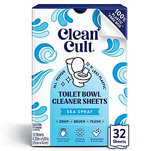 32-Count Cleancult Toilet Bowl Dissolvable Cleaner Sheets (Sea Spray Scent) $3.79 w/ S&S + Free Shipping w/ Prime or on $35+