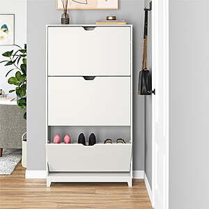 3-Tier Mainstays Shoe Storage Cabinet (White) $59 + Free Shipping