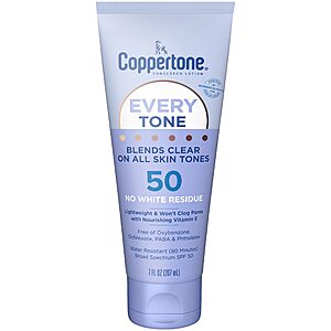 7-Oz Coppertone Every Tone SPF 50 Lightweight Sunscreen Lotion w/ Vitamin E $4 w/ S&S + Free Shipping w/ Prime or on $35+