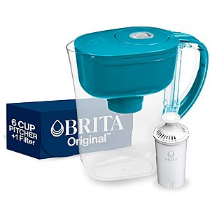 [Prime] 6-Cup Brita Small Capacity Water Filter Pitcher w/ 1 Filter & SmartLight Change Indicator (Turquoise) $15.42 + Free Shipping