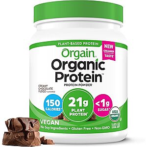 1.02 lb Orgain Organic Vegan Protein Powder (Creamy Chocolate Fudge)  w/ Subscribe & Save