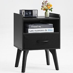 22.83" YUFAM Wooden Mid Century Modern Nightstand (Black) $18.99 + Free Shipping w/ Prime or on $35+