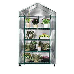 63" 4-Tier Home-Complete Portable Mini Greenhouse w/ Locking Wheels & PVC Cover $29.89 + Free Shipping w/ Prime or on $35+