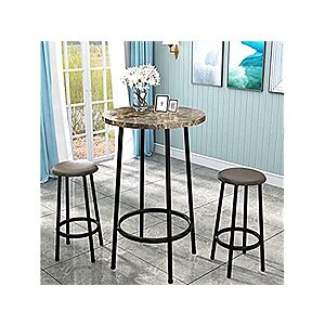 3-Piece AWQM Bar Table Small Bistro Set (Brown) $39.98 + Free Shipping w/ Prime