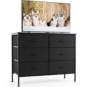 6-Drawer Sweetcrispy Fabric Storage Cabinet TV Stand Console Dresser (Black) $36.99 + Free Shipping