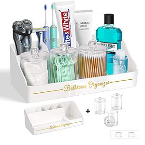3-Piece Densail Bathroom Countertop Organizer w/ Qtip Dispenser & Toothpaste Holder (White) $7.12 + Free Shipping w/ Prime or on $35+