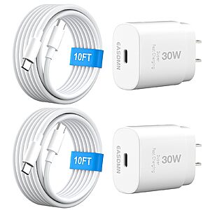 2-Pack 10-ft EASDMN iPhone USB C Fast Charging Charger $8.99 ($4.49 each) + Free Shipping w/ Prime