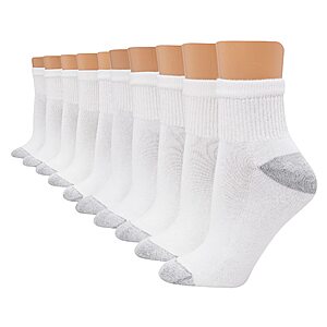 10-Pair Hanes Women's Ankle Cushioned Moisture-Wicking Socks (White, Sizes 8-12) $6.28 ($0.62/pair) + Free Shipping w/ Prime or on $35+