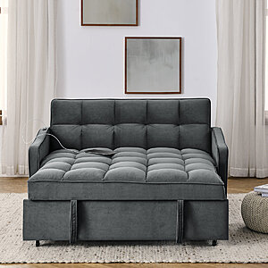 53" Collinward W Murphy Sofa Bed Loveseat w/ Adjustable Tufted Back & USB Outlet (Velvet Gray) $329.99 + Free Shipping