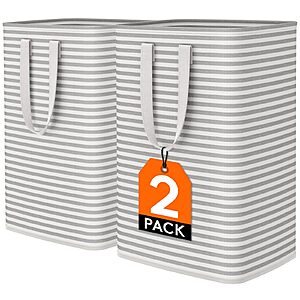2-Pack 80L Lifewit Collapsible Laundry Baskets w/ Handles (Grey) $10