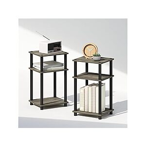 2-Pack Furinno Just 3-Tier Turn-N-Tube Open Storage Nightstand (French Oak/Black) $19.99 ($9.99 each) + Free Shipping w/ Prime