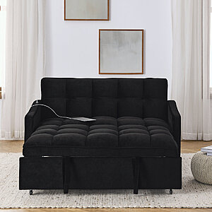 53" Collinward W Murphy Sofa Bed Loveseat w/ Adjustable Tufted Back & USB Outlet (Velvet Black) $329.99 + Free Shipping