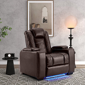 Winston Porter Adjustable Headrest Power Recliner  Chair w/ Cup Holders & LED Lights (2 colors) $379.99 + Free Shipping