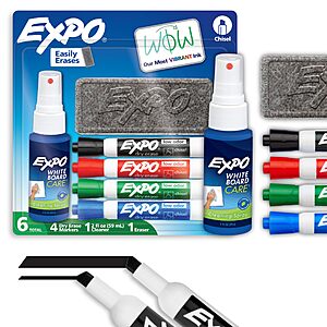 Expo Dry Erase Chisel Tip Markers Kit (4 Markers, Eraser, & Cleaner Spray) $5.90 w/ Subscribe & Save