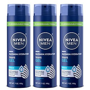 3-Pack 7-Oz Nivea Men's Maximum Hydration Shave Gel w/ Aloe Vera & Provitamin B5 $11.39 ($3.79 each) w/ S&S + Free Shipping w/ Prime or on $35