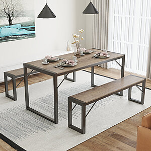 3-Piece Ebern Designs Ezzah Dining Table Set w/ 2 Benches (2 Colors) $104.99 + Free Shipping