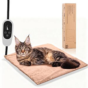 17.7" x 15.7" Annchwool Pet Heating Pad w/ Adjustable Temperature & Timer (Brown) $9.99 + Free Shipping w/ Prime or on $35