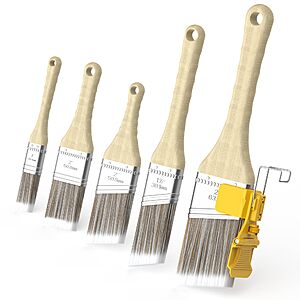 5-Piece Cleanan Flat & Angled Latex/Oil Paint Brush Set w/ Edge Guard $5 
