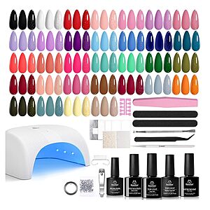 55-Piece Beetles Gel Nail Polish Kit w/ UV Light & 32 Gel Polish Colors $18.50 w/ Subscribe & Save