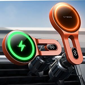 Lisen 15W MagSafe Wireless Car Mount Charger (Red) $9.80 