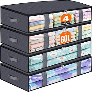 4-Pack 60L TasticTotes Under Bed Clear Front Storage Container Bags w/ Zippers (Grey) $14.97 ($3.74 each) + Free Shipping w/ Prime or on $35+