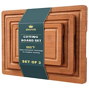 3-Piece Snuvid Bamboo Kitchen Cutting Board Set $11.99 + Free Shipping w/ Prime or on $35+