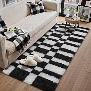 6' x 2' Hugear Checkered Runner Rug (Black/White) $11.99 + Free Shipping w/ Prime or on $35+