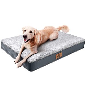 35" Sunheir Orthopedic Plush Sherpa Large Dog Bed (Grey) $20 