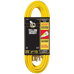 25-ft Yellow Jacket Heavy Duty Outdoor Extension Cord w/ Lighted End $17.10 + Free Shipping w/ Prime or on $35+