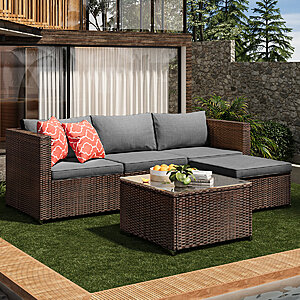 5-Piece Ebern Designs Wicker 3-Person Modular Patio Conversation Sets (Gray) $289.99 + Free Shipping