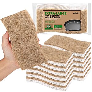 Prime Members: 12-Ct Aidea XL Non-Scratch Natural Dish Scrub Sponges $6 + Free S&H
