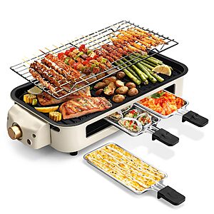 Pukomc 2-in-1 Electric Indoor Smokeless Grill $25.90 