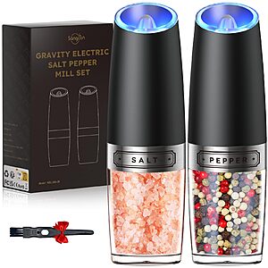 2-Piece Sangcon Gravity Electric Salt and Pepper Grinder Set w/ LED Light $7.99 + Free Shipping w/ Prime or on $35+