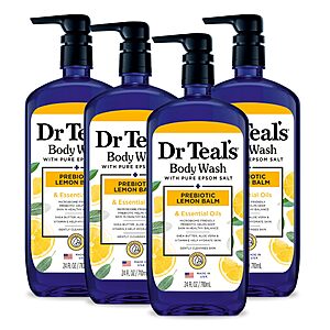 4-Ct 24-Oz Dr Teal's Body Wash w/ Pure Epsom Salt (Lemon Balm & Sage) $16.90 w/ S&S