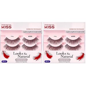 2-Pack Kiss Looks So Natural Double Pack False Eyelashes (Flir) $4.80 ($2.40/pack) + Free Shipping w/ Prime or on $35+