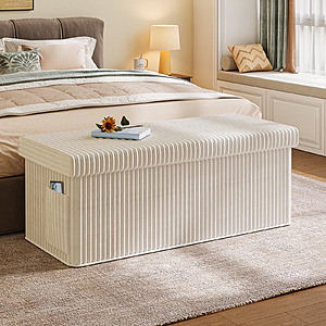 43" Pinmoco Folding Storage Ottoman Bench w/ Side Pocket (Beige) $40 + Free S&H