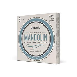 Select Regions: 3-Pk D'Addario Phosphor Bronze Mandolin Strings (Light, 10-38) $10 