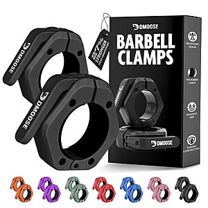 2-ct 2" DMoose Olympic Barbell Clamps w/ Anti-Slip TPR Grip (Pair) $11.30 