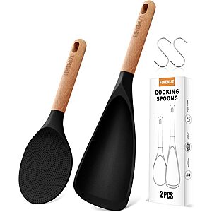 2-Pack Finenut Silicone Cooking Spatula Spoon w/ Wooden Handle (2 Colors) $8.24 + Free Shipping w/ Prime or on $35+