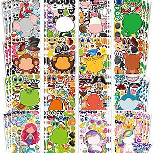 48-Sheet 8.6" x 5.8" Miss Fantasy Kids' Animal Make a Face Sticker Set $4.73 + Free Shipping w/ Prime or on $35+